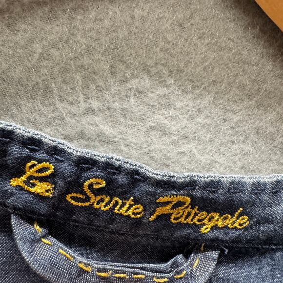 Le Sarte Pettegole Blouse Womens IT46 US Large Blue Chambray V-Neck Coastal - Picture 3 of 9